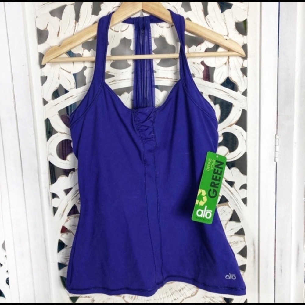 ALO Perfect Purple Bliss Shirred Tank Athletic Top